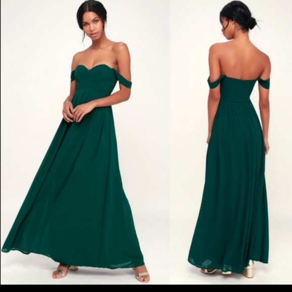 Lulus Dresses & Skirts - Lulu's Harmonious Love Emerald Green Maxi Dress Size M